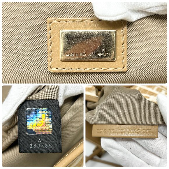 FENDI Vintage Zucca Straw Shoulder Tote Bag Beige Cream FF Logo Raffia [105689] - Picture 14 of 14